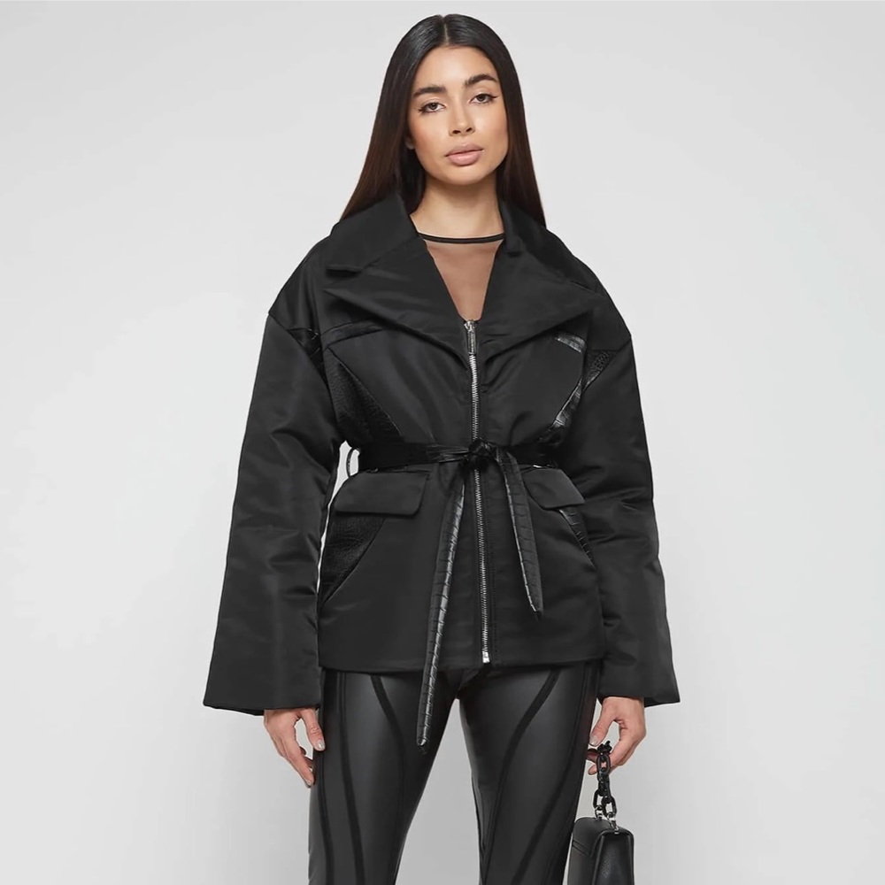 MANIERE DE VOIR BELTED BLAZER JACKET - BLACK SIZE 8